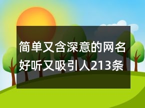 簡(jiǎn)單又含深意的網(wǎng)名好聽(tīng)又吸引人213條