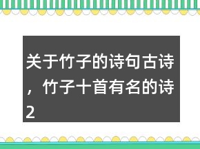 關(guān)于竹子的詩句古詩，竹子十首有名的詩220條