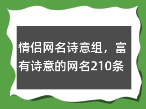 情侶網(wǎng)名詩意組，富有詩意的網(wǎng)名210條