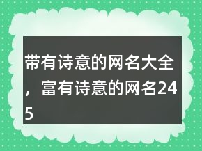 帶有詩意的網(wǎng)名大全，富有詩意的網(wǎng)名245條
