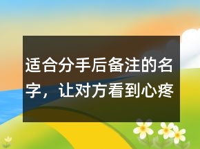 適合分手后備注的名字，讓對方看到心疼的網(wǎng)名234條