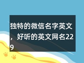 獨特的微信名字英文，好聽的英文網(wǎng)名229條