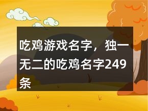 吃雞游戲名字，獨(dú)一無二的吃雞名字249條
