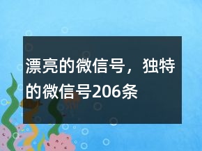 漂亮的微信號(hào)，獨(dú)特的微信號(hào)206條