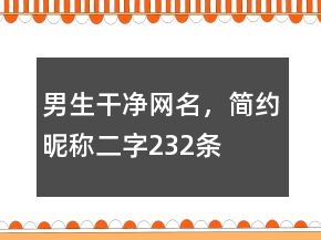 男生干凈網(wǎng)名，簡約昵稱二字232條
