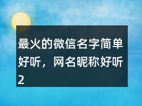 最火的微信名字簡單好聽，網(wǎng)名昵稱好聽238條
