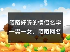 陌陌好聽的情侶名字一男一女，陌陌網(wǎng)名男242條
