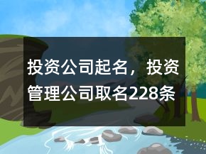投資公司起名，投資管理公司取名228條