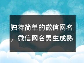 獨(dú)特簡(jiǎn)單的微信網(wǎng)名，微信網(wǎng)名男生成熟穩(wěn)重213條