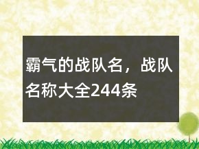 霸氣的戰(zhàn)隊(duì)名，戰(zhàn)隊(duì)名稱大全244條