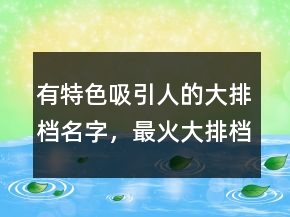 有特色吸引人的大排檔名字，最火大排檔店名233條