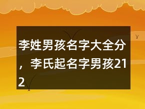 李姓男孩名字大全分，李氏起名字男孩212條