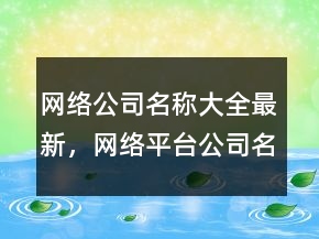 網(wǎng)絡(luò)公司名稱大全最新，網(wǎng)絡(luò)平臺(tái)公司名字大全250條
