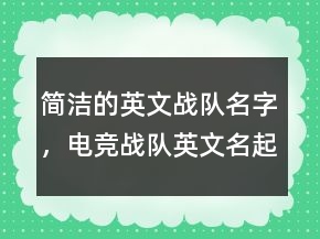 簡潔的英文戰(zhàn)隊(duì)名字，電競戰(zhàn)隊(duì)英文名起名218條