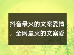 抖音最火的文案愛情，全網(wǎng)最火的文案愛情215條