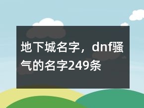 地下城名字，dnf騷氣的名字249條