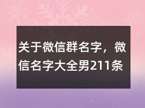 關(guān)于微信群名字，微信名字大全男211條