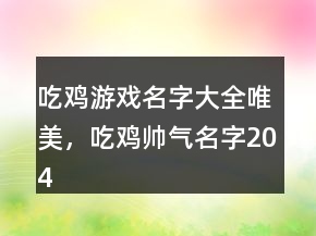 吃雞游戲名字大全唯美，吃雞帥氣名字204條
