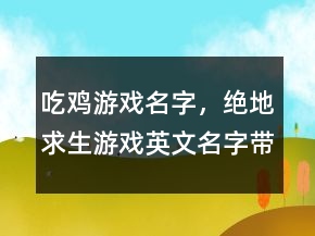 吃雞游戲名字，絕地求生游戲英文名字帶翻譯246條