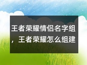 王者榮耀情侶名字組，王者榮耀怎么組建情侶233條