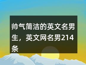 帥氣簡潔的英文名男生，英文網(wǎng)名男214條