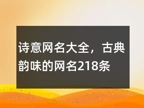 詩意網(wǎng)名大全，古典韻味的網(wǎng)名218條
