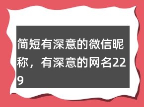 簡短有深意的微信昵稱，有深意的網(wǎng)名229條