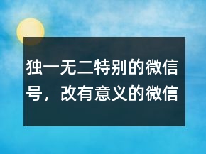 獨(dú)一無(wú)二特別的微信號(hào)，改有意義的微信號(hào)ID207條