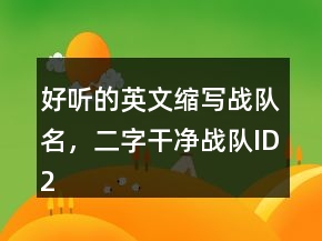 好聽的英文縮寫戰(zhàn)隊名，二字干凈戰(zhàn)隊ID222條