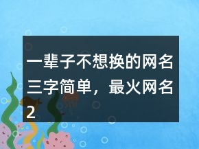 一輩子不想換的網(wǎng)名三字簡單，最火網(wǎng)名235條