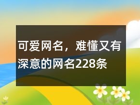 可愛網(wǎng)名，難懂又有深意的網(wǎng)名228條