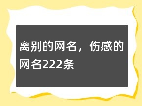 離別的網(wǎng)名，傷感的網(wǎng)名222條