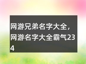 網(wǎng)游兄弟名字大全，網(wǎng)游名字大全霸氣234條