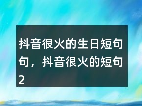 抖音很火的生日短句句，抖音很火的短句246條
