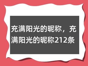 充滿陽光的昵稱，充滿陽光的昵稱212條
