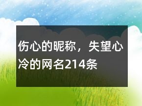 傷心的昵稱，失望心冷的網(wǎng)名214條