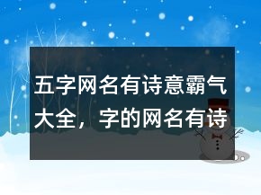 五字網(wǎng)名有詩(shī)意霸氣大全，字的網(wǎng)名有詩(shī)意古風(fēng)201條