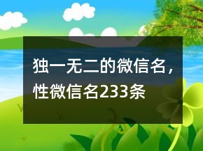 獨(dú)一無二的微信名，性微信名233條