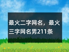 最火二字網名，最火三字網名男211條