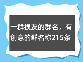 一群損友的群名，有創(chuàng)意的群名稱215條