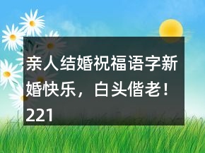 親人結(jié)婚祝福語字：新婚快樂，白頭偕老！221條