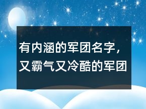 有內(nèi)涵的軍團(tuán)名字，又霸氣又冷酷的軍團(tuán)名237條