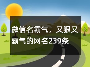 微信名霸氣，又狠又霸氣的網(wǎng)名239條