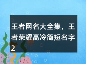 王者網(wǎng)名大全集，王者榮耀高冷簡短名字250條