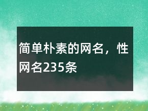 簡(jiǎn)單樸素的網(wǎng)名，性網(wǎng)名235條