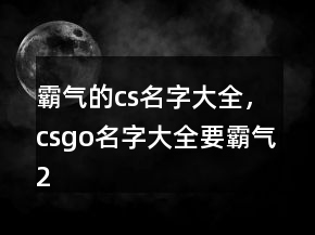 霸氣的cs名字大全，csgo名字大全要霸氣220條