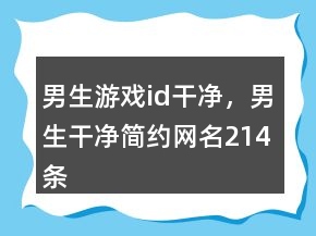 男生游戲id干凈，男生干凈簡約網(wǎng)名214條