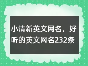 小清新英文網名，好聽的英文網名232條