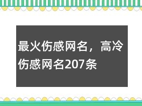 最火傷感網(wǎng)名，高冷傷感網(wǎng)名207條