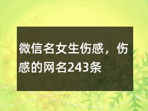 微信名女生傷感，傷感的網(wǎng)名243條